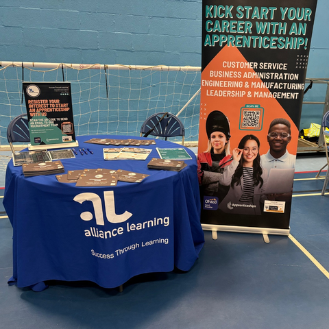 An Alliance Learning stand at a careers event