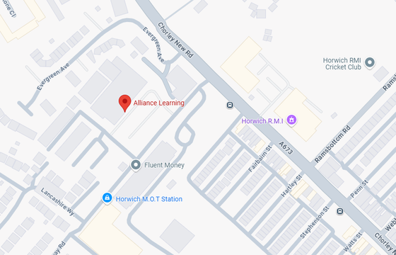 Map showing Alliance Learning on Horwich Business Park – opens Google Maps